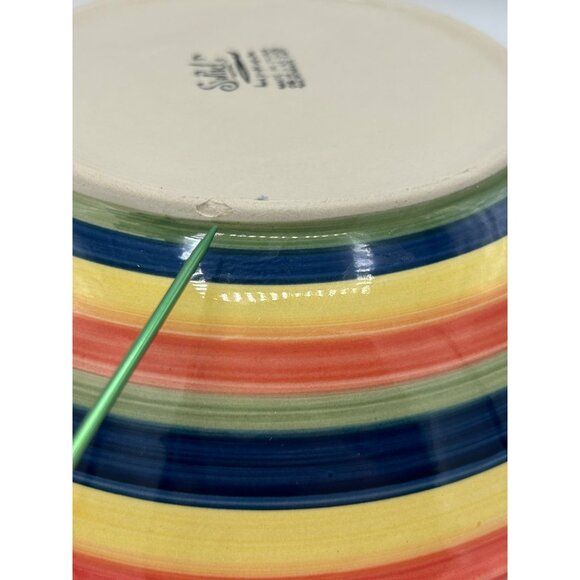Swirl Serving Bowl Pasta Striped 12" Hand Painted Multi-color Granny Core - Picture 6 of 7